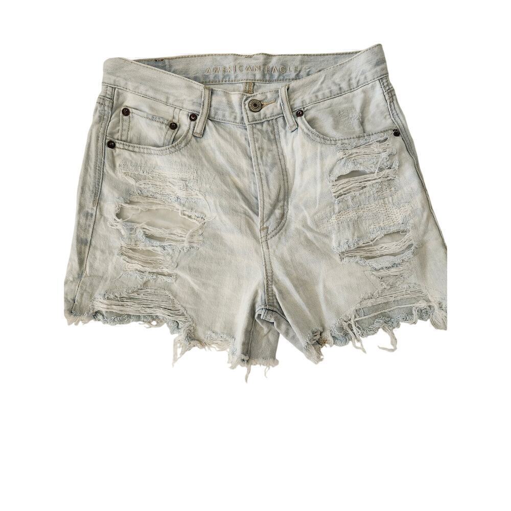 American Eagle Distressed 90's Boyfriend Shorts sz 4 Light Wash cowgirl rodeo - Picture 1 of 10